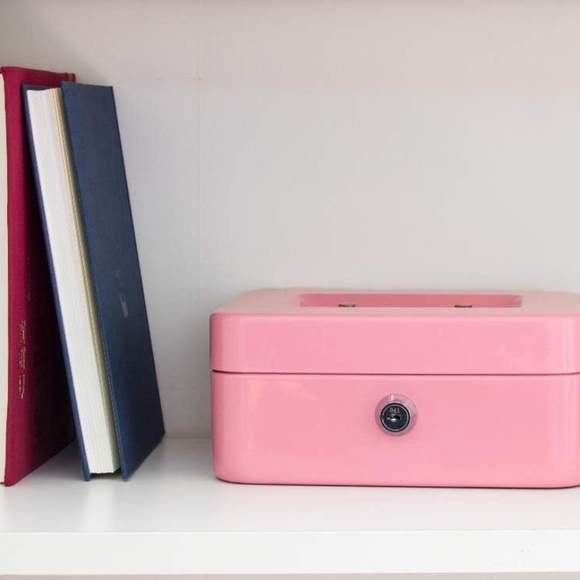 Pink Locking Cash Box with Handle - Picture 5 of 9